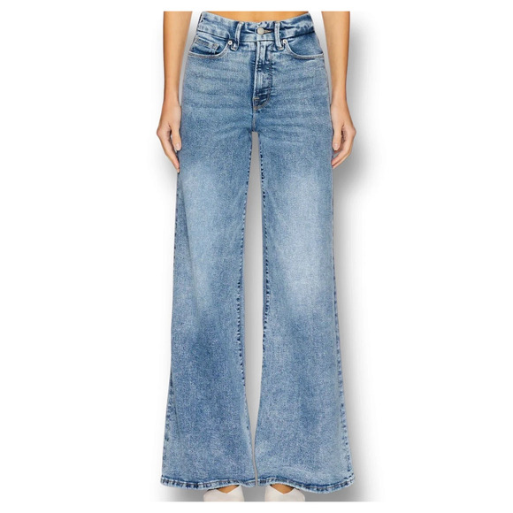 GOOD AMERICAN Waist Cinching Palazzo Wide Leg Stretch Jeans Denim $149 Sz 12/31 - Picture 1 of 12